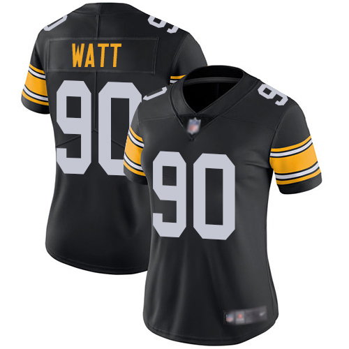 Women Pittsburgh Steelers Football #90 Limited Black T J Watt Alternate Vapor Untouchable Nike NFL Jersey->women nfl jersey->Women Jersey